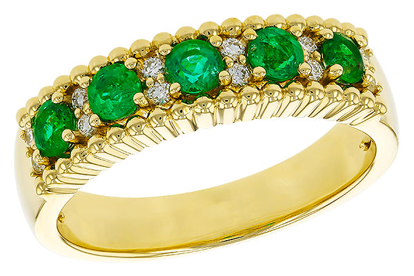 A302-09080: LDS WED RG .48 TW EMERALD .60 TGW