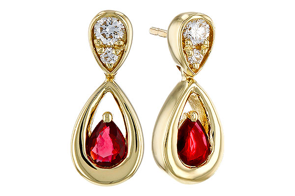 D302-03589: EARRINGS .40 RUBY .52 TGW (4x3 RUBY)