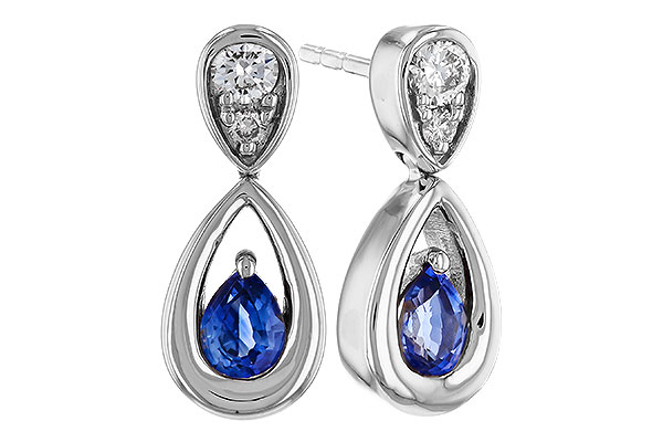 K302-03589: EARRINGS .42 SAPPHIRE .54 TGW (4x3 SAPP)