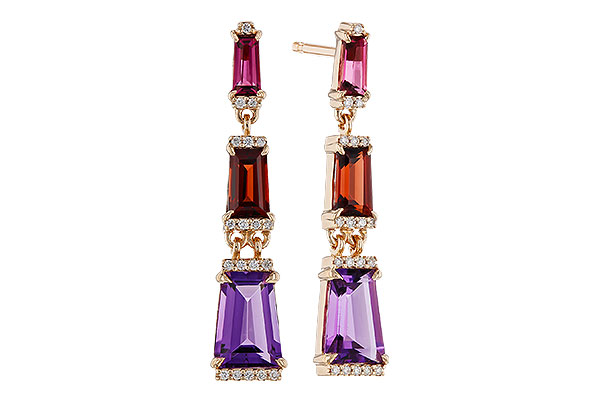 K302-04525: EARRINGS 1.98 SEMI-PREC (PT,GT,AMY) 2.05 TGW