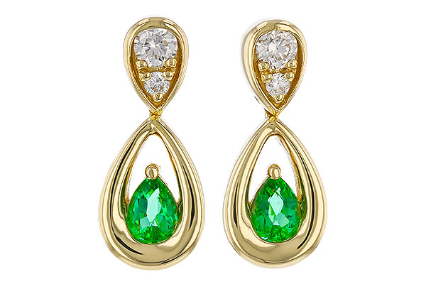 L302-04507: EARRINGS .20 EMERALD .32 TGW (4x3 EMER)