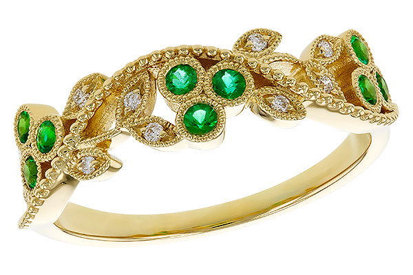 L302-09007: LDS WED RG .17 EMERALD TW .23 TGW